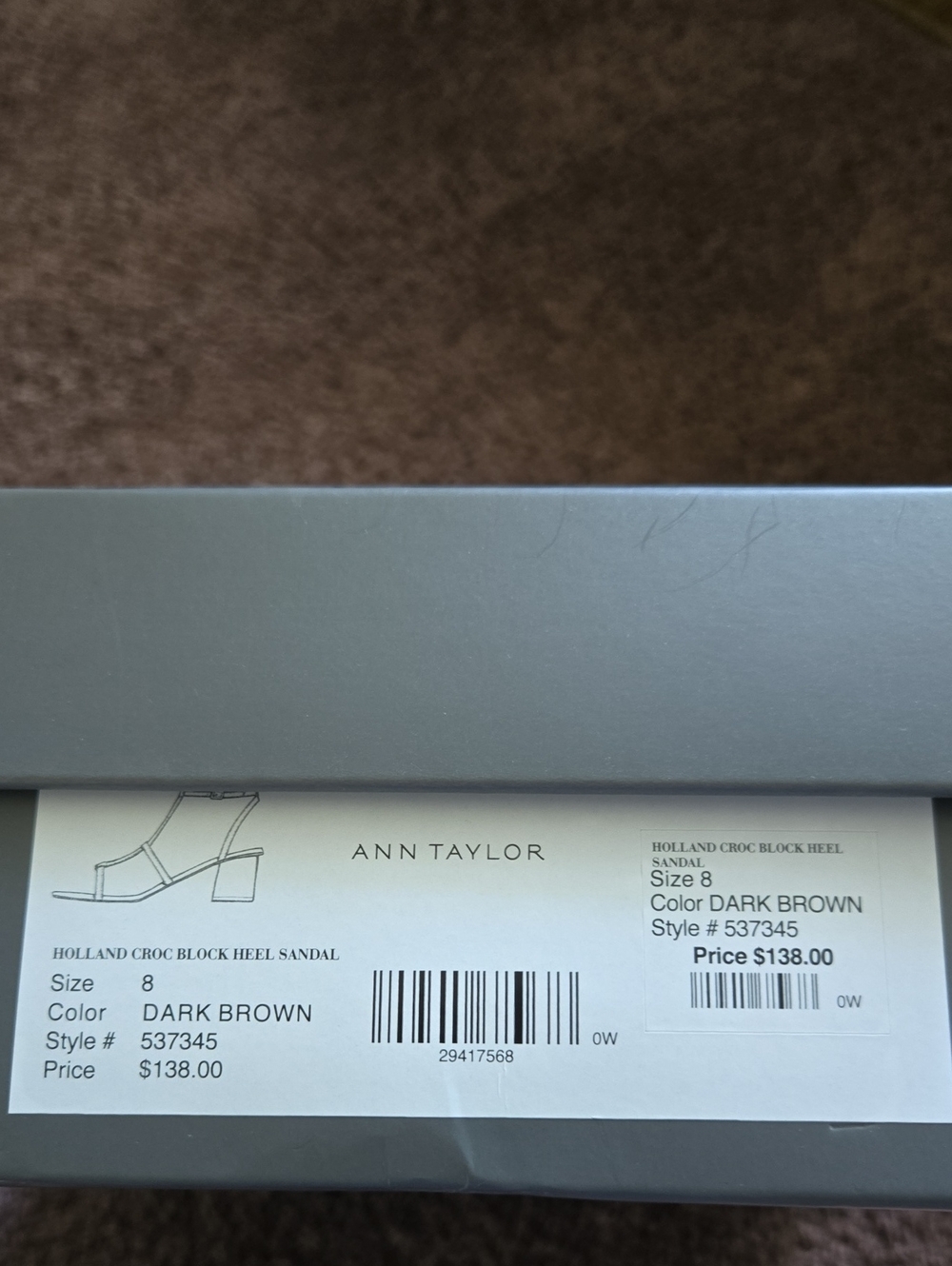 NEW Ann Taylor Brown Block Heel T Strap Sandal 8 - Picture 7 of 7